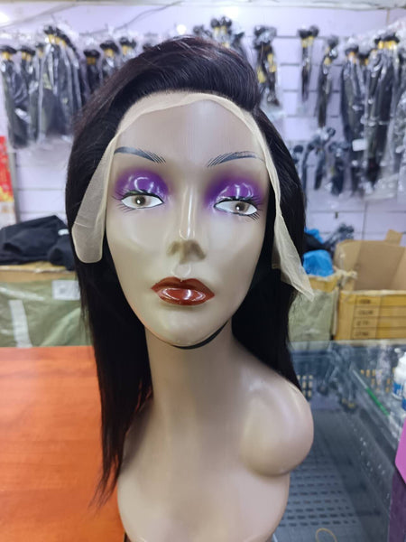 GLUELESS 13A BRAZILIAN HAIR EAR TO EAR FRONTAL WIG 12 INCH NATURAL COLOR GLUELESS WIG