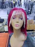 GLUELESS 13A BRAZILIAN HAIR EAR TO EAR FRONTAL WIG 8 INCH 99J COLOR GLUELESS WIG