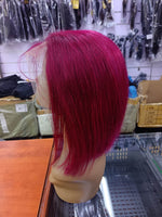 GLUELESS 13A BRAZILIAN HAIR EAR TO EAR FRONTAL WIG 8 INCH 99J COLOR GLUELESS WIG