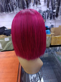 GLUELESS 13A BRAZILIAN HAIR EAR TO EAR FRONTAL WIG 8 INCH 99J COLOR GLUELESS WIG