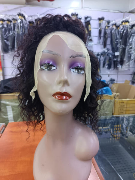 GLUELESS 13A BRAZILIAN HAIR EAR TO EAR FRONTAL WIG 8 INCH NATURAL COLOR GLUELESS WATER CURL WIG