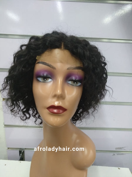 10A PERUVIAN HAIR DEEP CURL WIG 8 INCH NATURAL COLOR