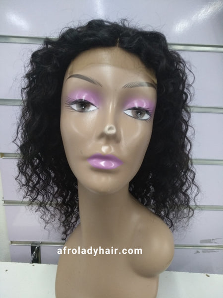 10A PERUVIAN HAIR DEEP CURL WIG 14 INCH NATURAL COLOR