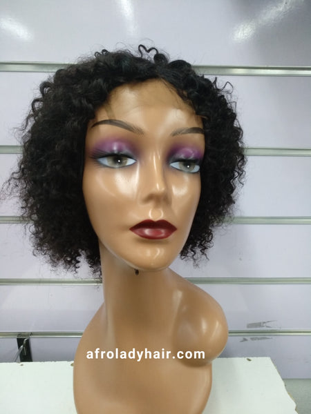 10A PERUVIAN HAIR JERRY CURL WIG 8 INCH NATURAL COLOR