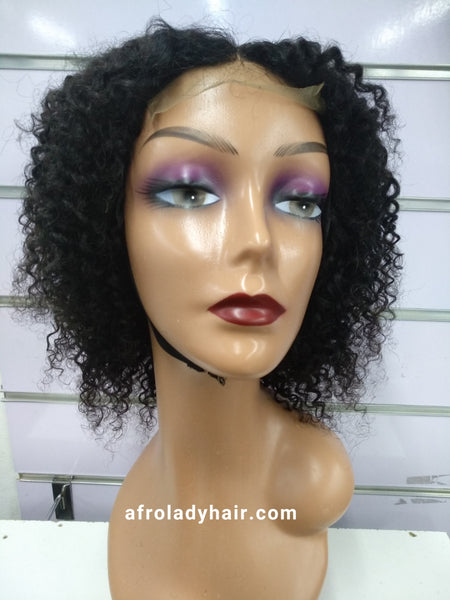 10A PERUVIAN HAIR JERRY CURL WIG 10 INCH NATURAL COLOR