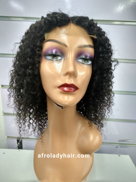 10A PERUVIAN HAIR JERRY CURL WIG 12 INCH NATURAL COLOR