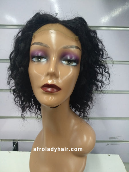 10A PERUVIAN HAIR WATER CURL WIG 8 INCH NATURAL COLOR