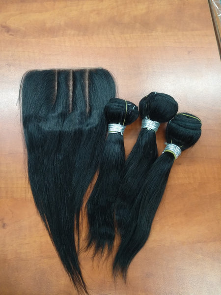 10a Peruvain hair 8 inch 3 bundles with 8 inch closure natural color on special